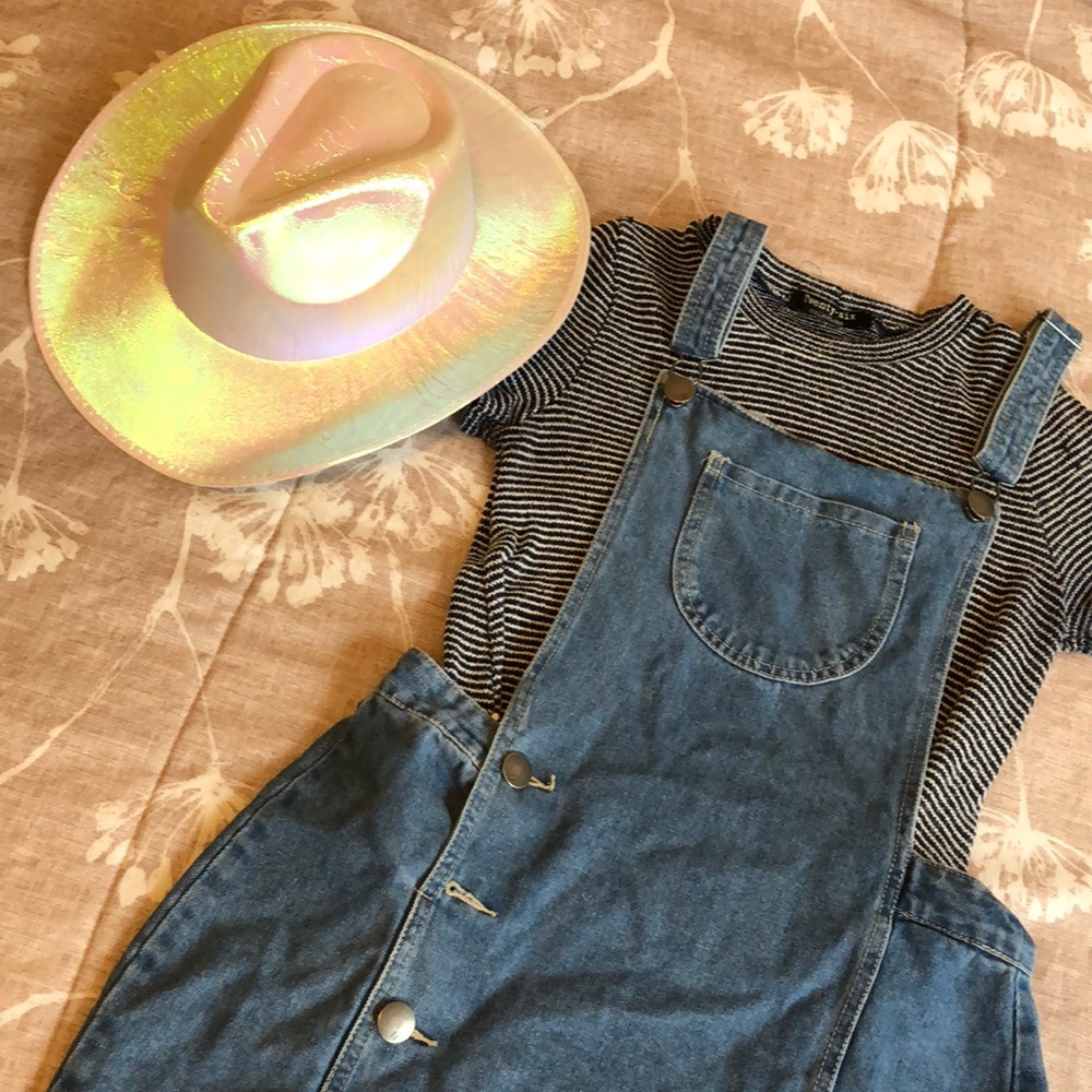 Medium Denim Overalls Skirt